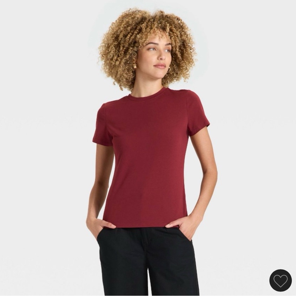 a new day Burgundy Short Sleeve Tee